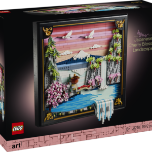 Lego art paisaje japonés con cerezos